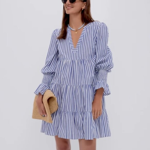 Pomander Place Dresses & Skirts - Tuckernuck Pomander Place Blue and White Stripe Cotton Poplin Kenzo Dress Medium